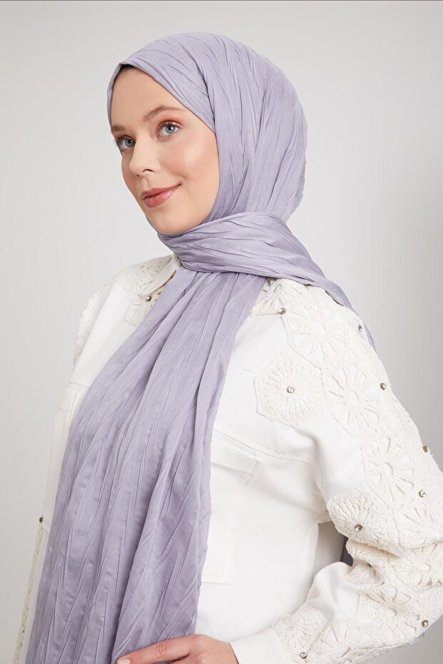 Taş Pliseli Pamuklu Şal - 2