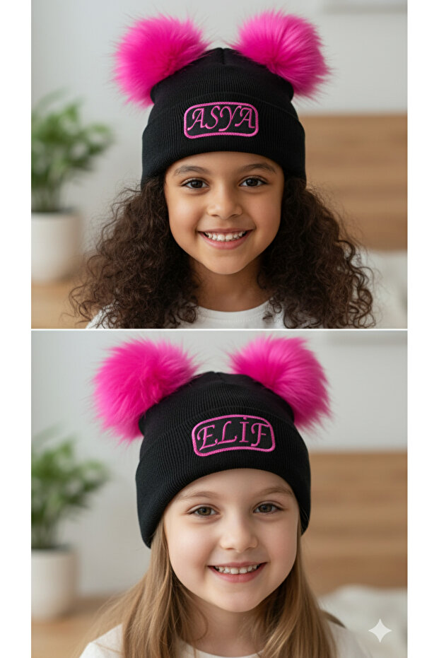 İsimli ve ponponlu bere - 1