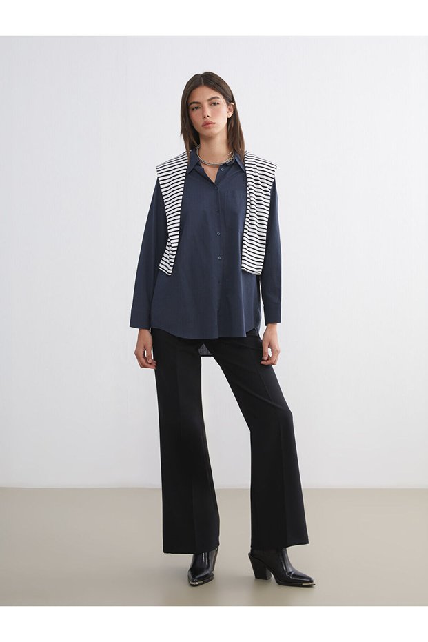Lcw Visionblack Slim Fit Wide Leg Women's Trousers