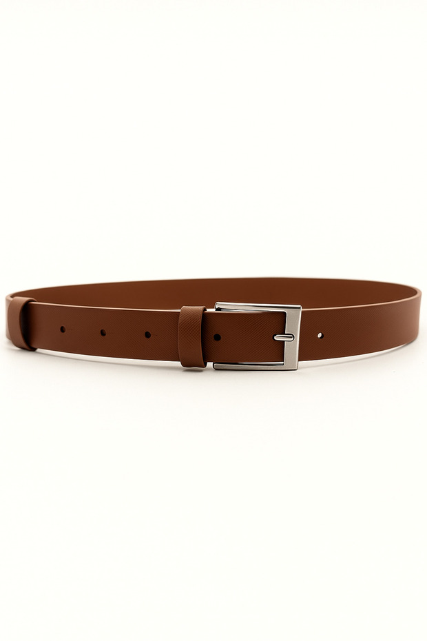 Women's Classic Faux Leather Belt – Stylish Model with Metal Buckle