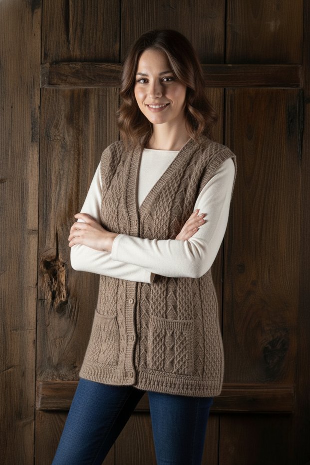 Mother's Vest Classic Knitted Wool Cotton Blend