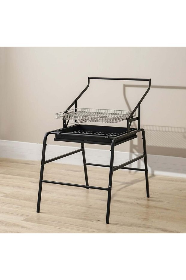 Reversible BBQ Black L82×W66×H108 Cm – Luxury Outdoor Charcoal & Gas Grill Station