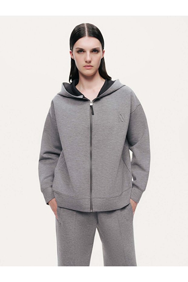 Kapüşonlu Logolu Sweatshirt - 1