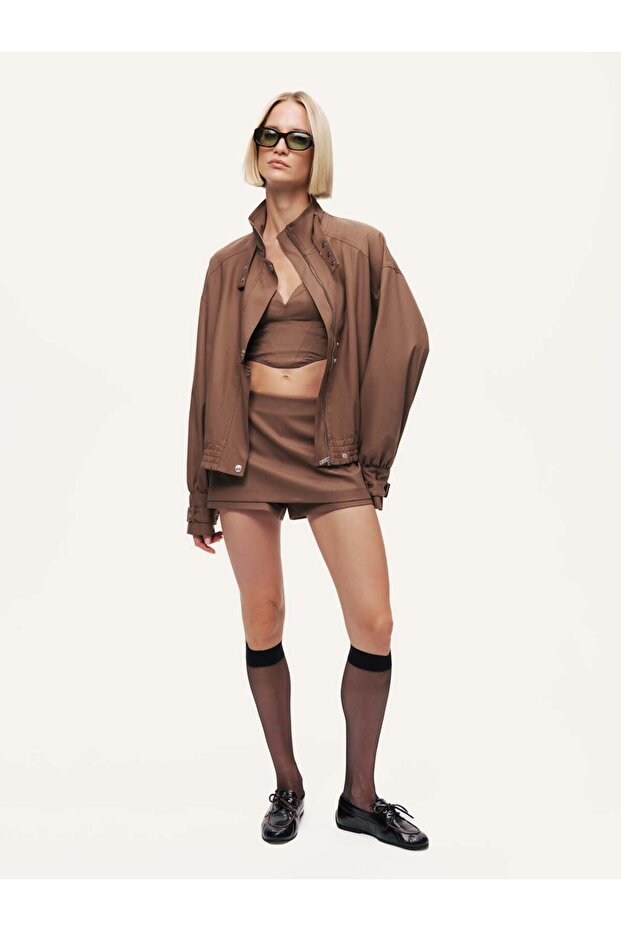 Düşük Bel Mini Şort Etek - 1