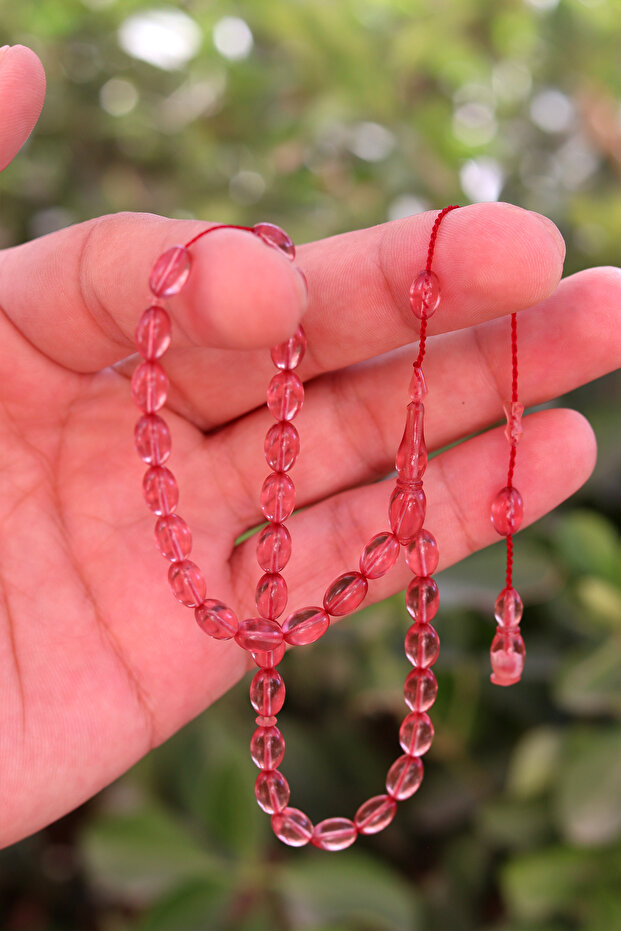 Rose Color Barley Cut Special System Fire Amber Prayer Beads 201024764