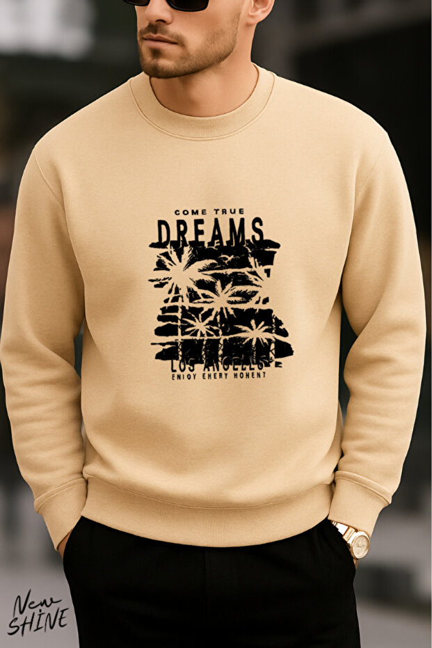 سويت شيرت Come True Dreams مطبوع برقبة دائرية