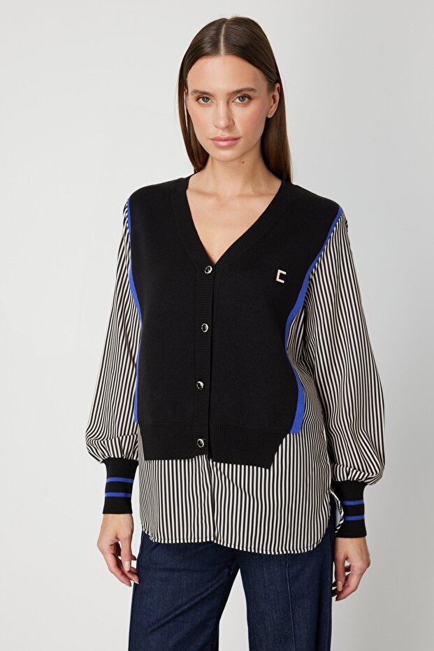 Mix Kumaş Gömlekli Bluz - 1