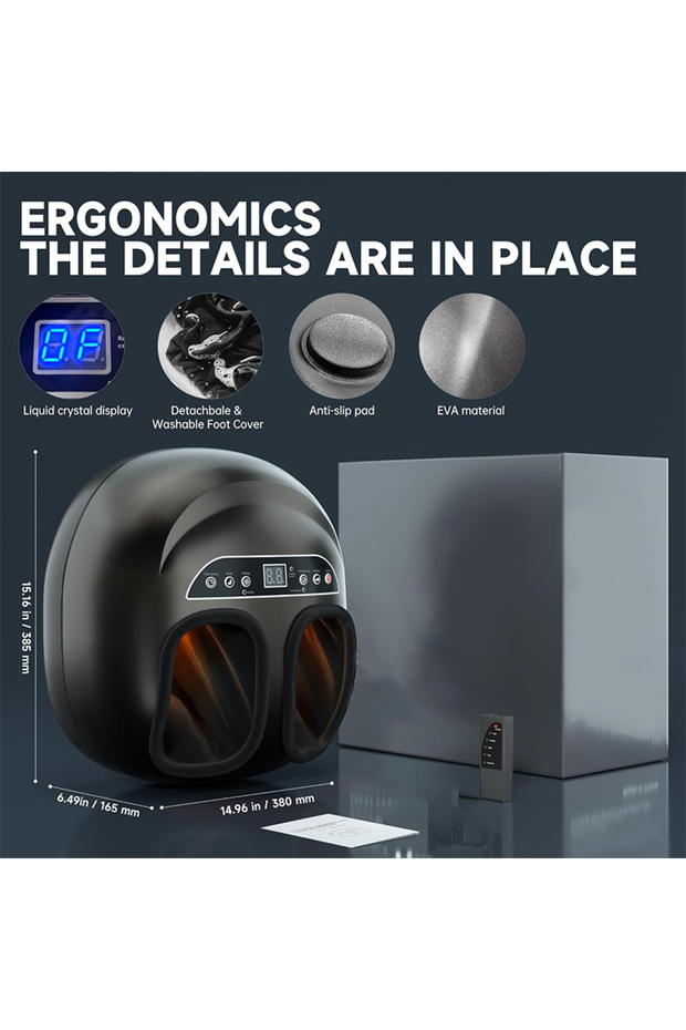 Foot massager machine with Heat Function, Deep Kneading Massager Machine, 3-Level Settings - 8