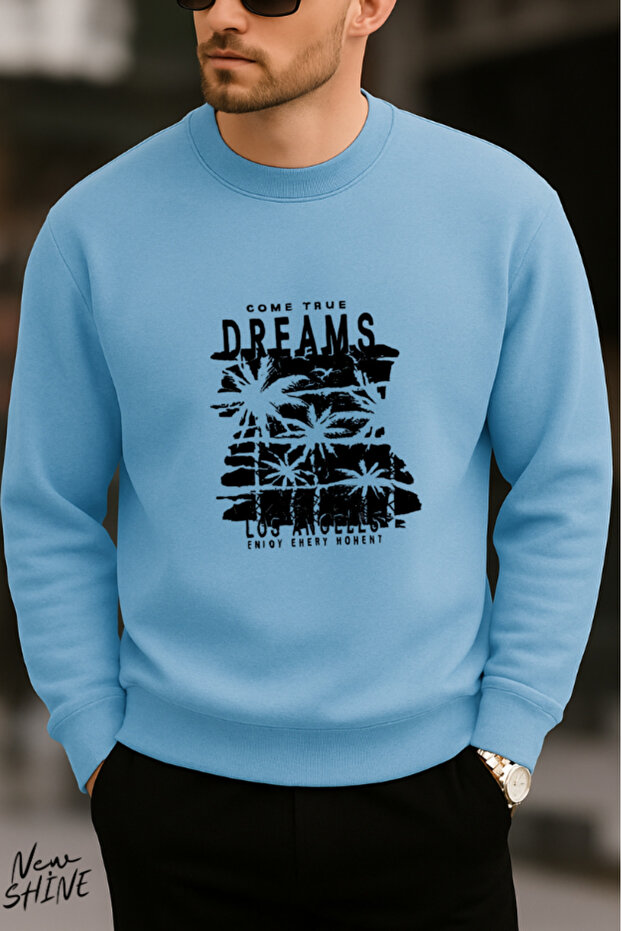 سويت شيرت Come True Dreams مطبوع برقبة دائرية