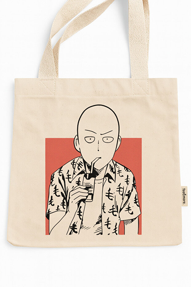 حقيبة قماشية من One Punch Man Saitama تحتوي على مطبوع أربطة فيلكرو وجيب داخلي