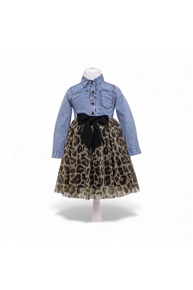 Girl's Jean Top Leopard Print Dress