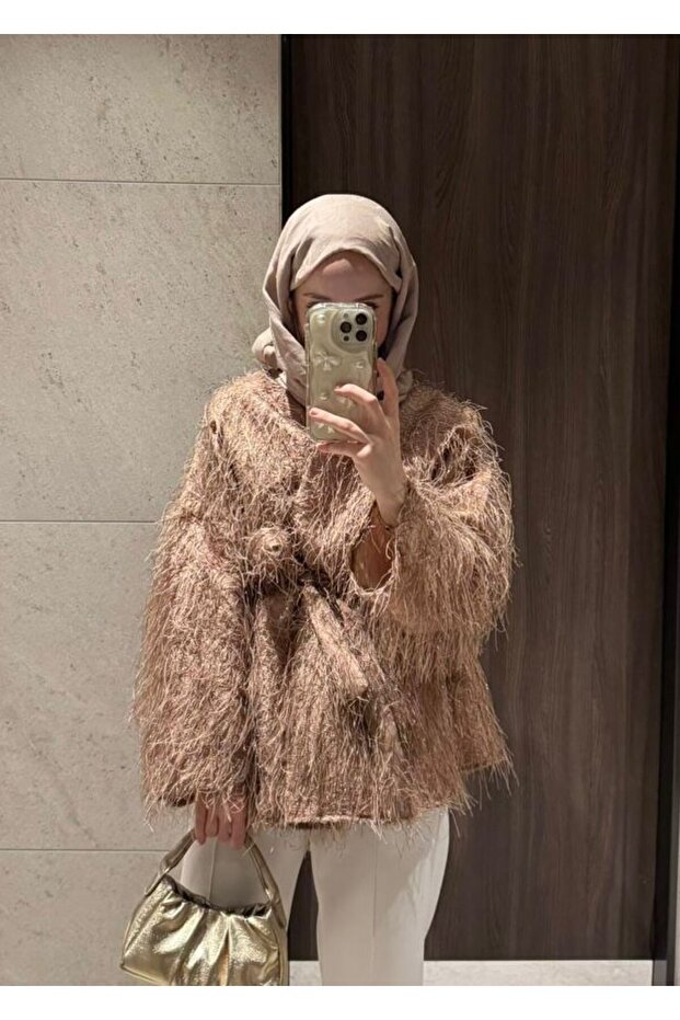 PÜSKÜLLÜ CEKET BEJ - 1