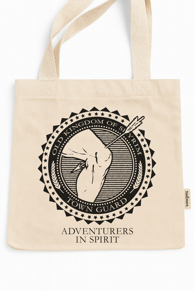 The Elder Scrolls Skyrim Town Guard Printed Canvas Tote Bag with Velcro and Inside Pocket