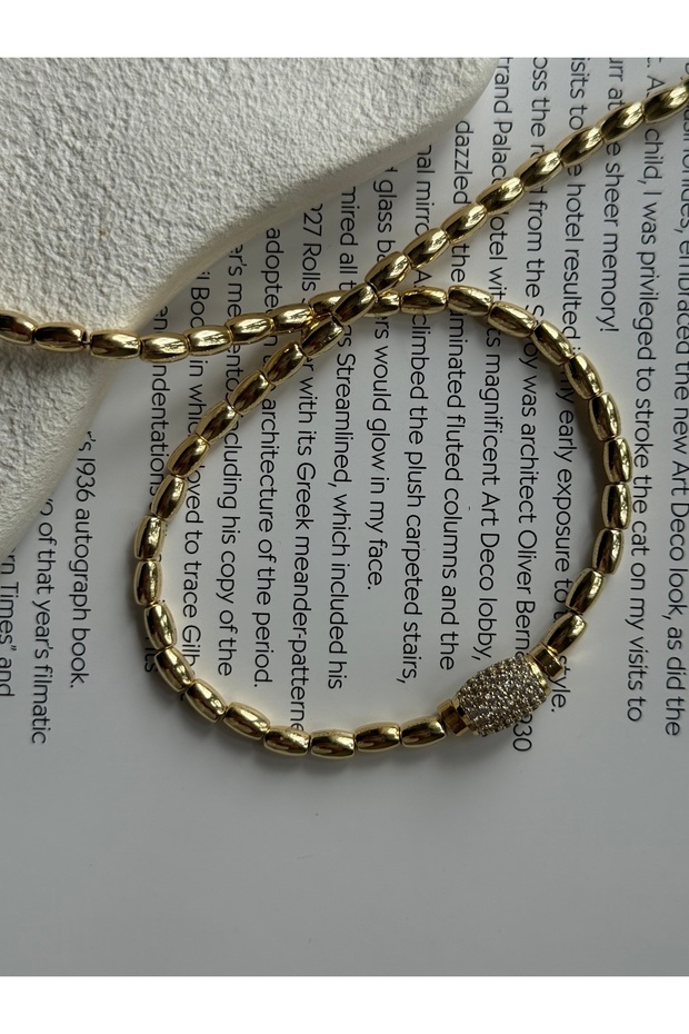 Gold Stony Almond Necklace