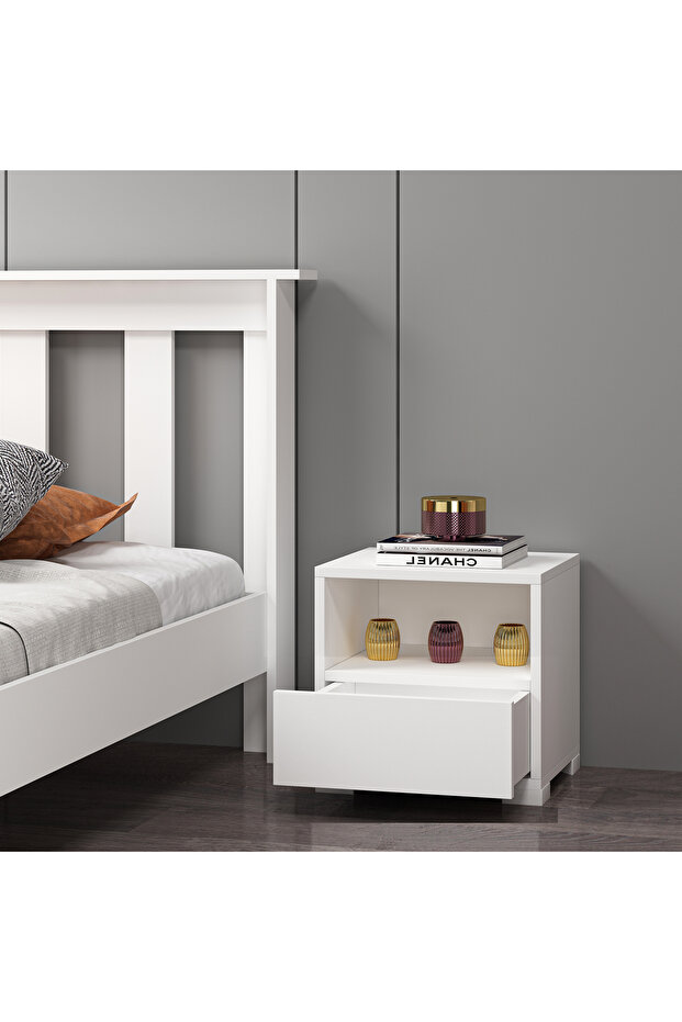 Mdf Beyaz Komodin Raysız A1002 - 2