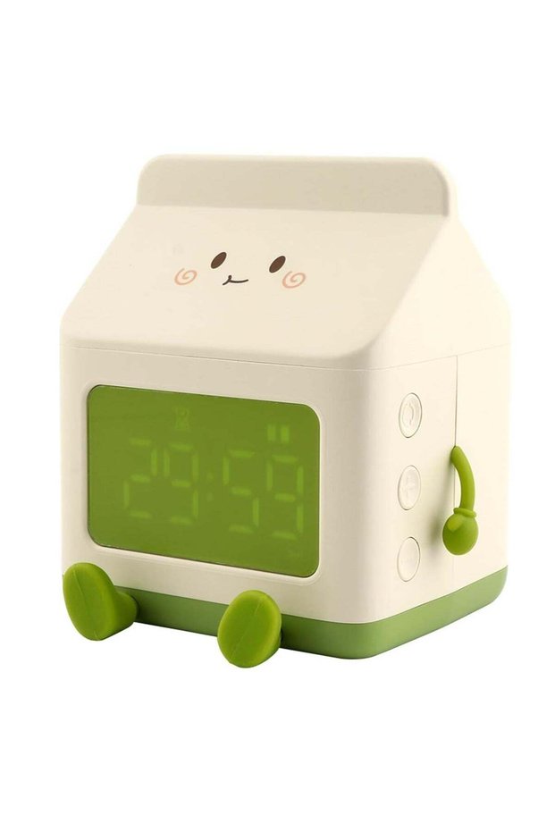 Kids Alarm Clock, Digital Alarm Clock for Bedrooms, Cute Milk Box Shape Clock Children Wake Up Cloc