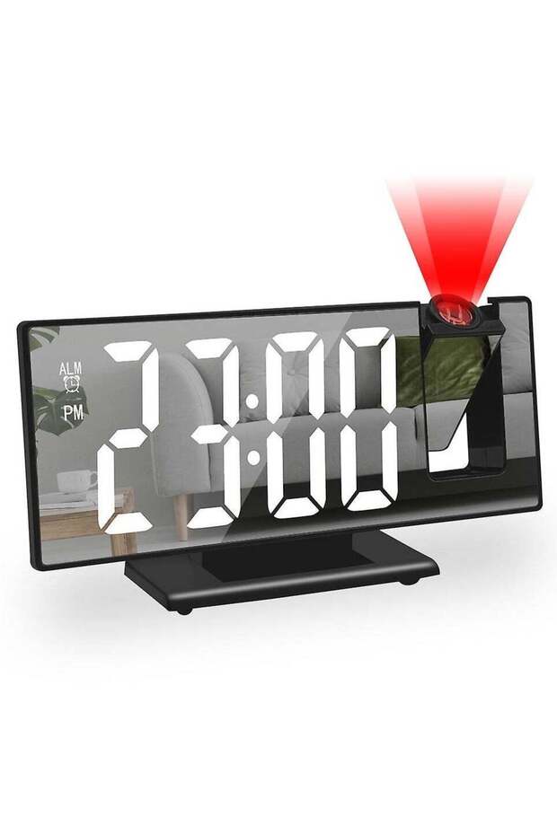 Projection Alarm Clock for Bedrooms, Alarm Clock with 180° Projection on Ceiling Wall, 7.8" Mirror