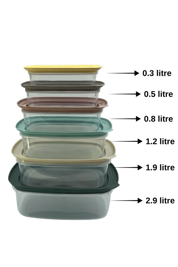 مجموعة حاويات تخزين بلاستيكية مكونة من 6 قطع - 6