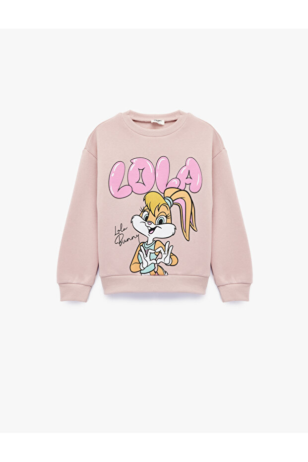 Licensed Lola Bunny Printed Long Sleeve Crew Neck Fleece-Lined Sweatshirt