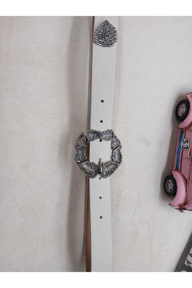 Ancient Color Leaf Detailed Women's Trouser Belt, Dress Belt, Coat Belt