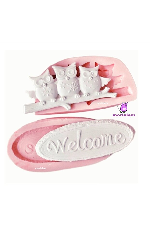 Welcome Dalda Owls, 3 Owls on a Branch Silicone Mold K-1116, Scented Stone Soap Plaster Candle Mold