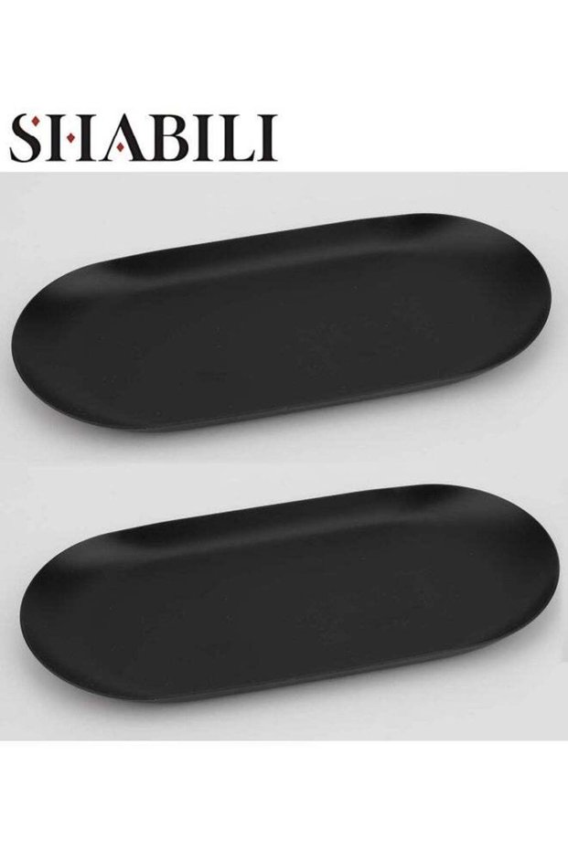 Matte Black Stainless Steel Serving Tray，Dresser Jewelry Ring Dish Kitchen Countertop Organizer Pla