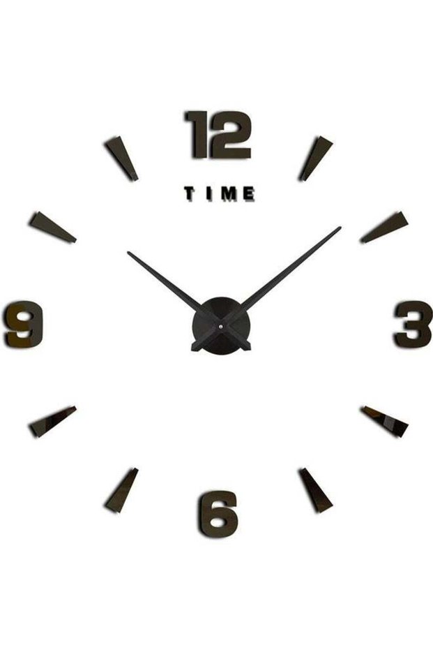 3D Wall Clock with Mirror Sticker For Home Decoration Black 60x60x3cm