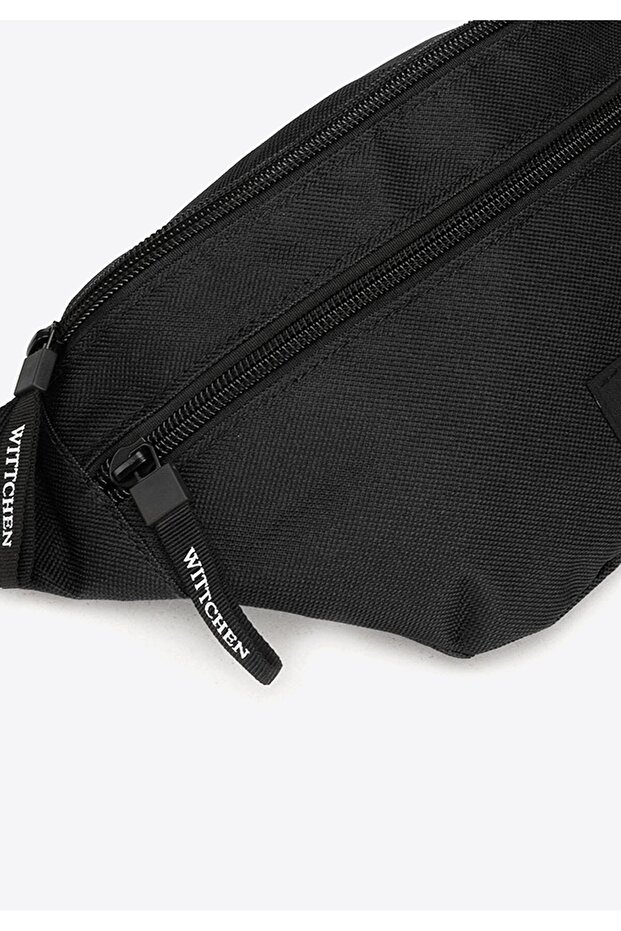 Men's Basic Black Polyester Waist Bag - 3