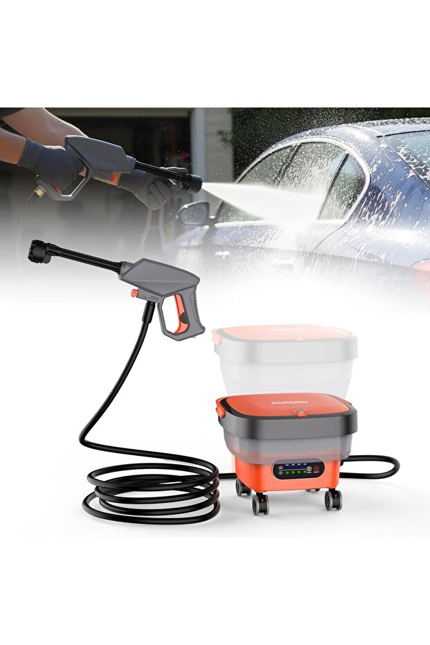 Cordless Pressure Washer - Foldable 15L Tank, Battery Powered, 3m Hose
