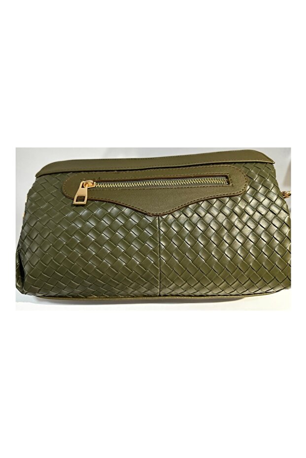 حقيبة جلدية منقوشة بالقش - 3