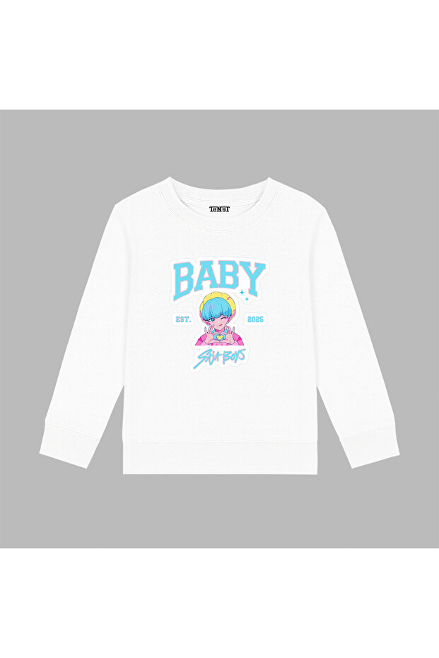 Kpop Demon Hunters Hunterix Baby Saja Printed Girls' 3-Thread Sweatshirt (4-13 Years)