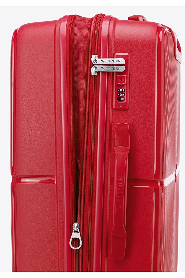 Man Large polypropylene suitcase with circles red red polypropylene - 9