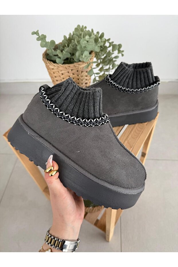 KADIN BOT ÇORAP PLATFORM GRİ - 1