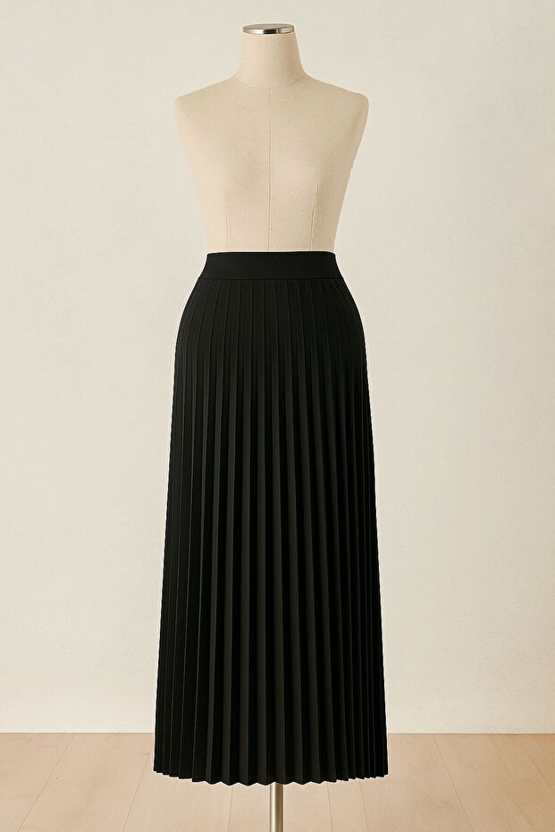 VD Kadın Örme Dabıl Kumaş Piliseli Etek - 1