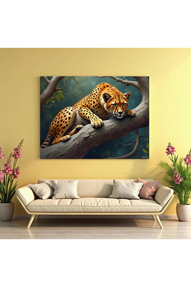 Tablou - Leopard lenevind în copac - 1