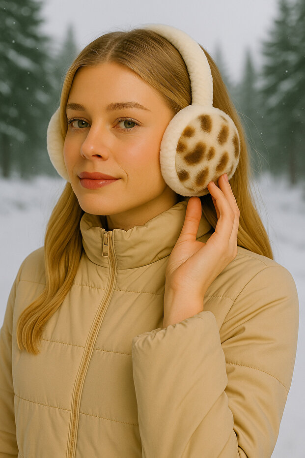 سماعات أذن ناعمة من القطيفة بنمط الفهد للحماية من البرد - 1