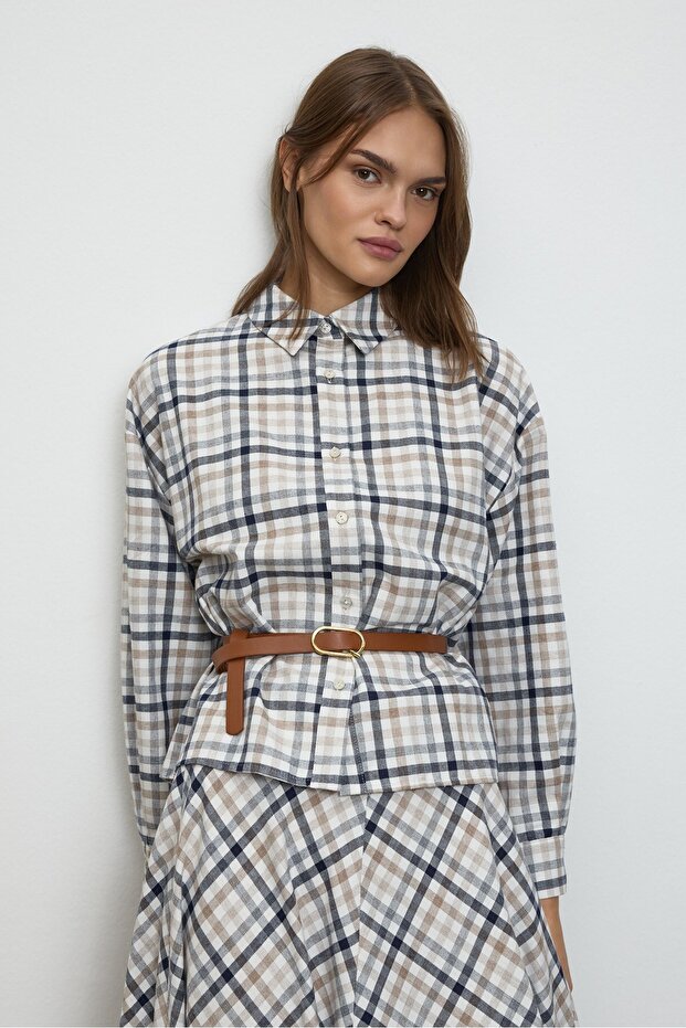 Ekose Gömlek Beyaz - 2