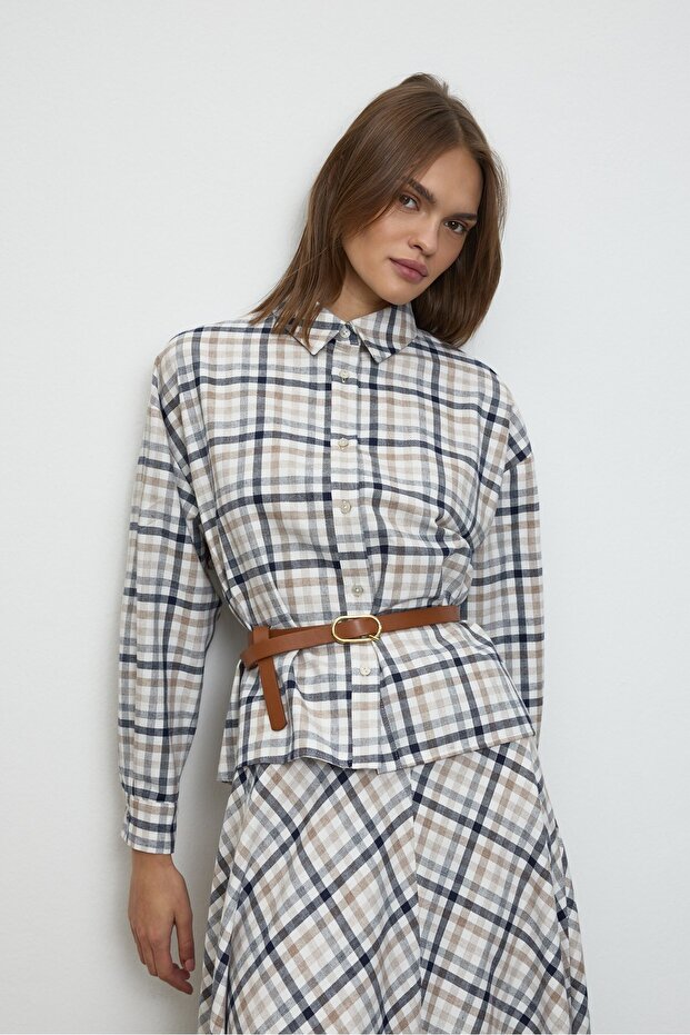 Ekose Gömlek Beyaz - 6