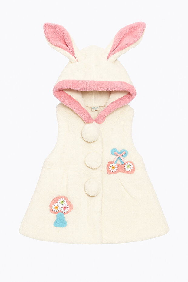 Girl's Soft Plush Jacket with Floral Detail