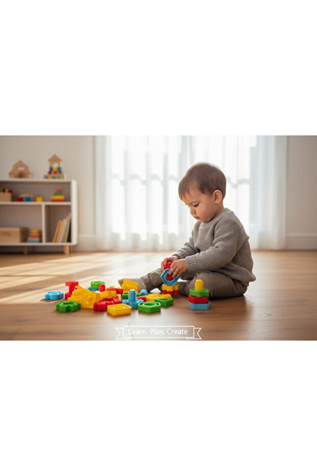 Ecem Toys Vidali Educational Colorful Geometric Shapes Set Bpa Free Quality Plastic -64 Pieces