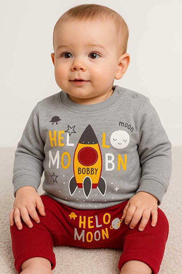 طقم مكون من قطعتين للأطفال الأولاد بنمط صاروخ - 1