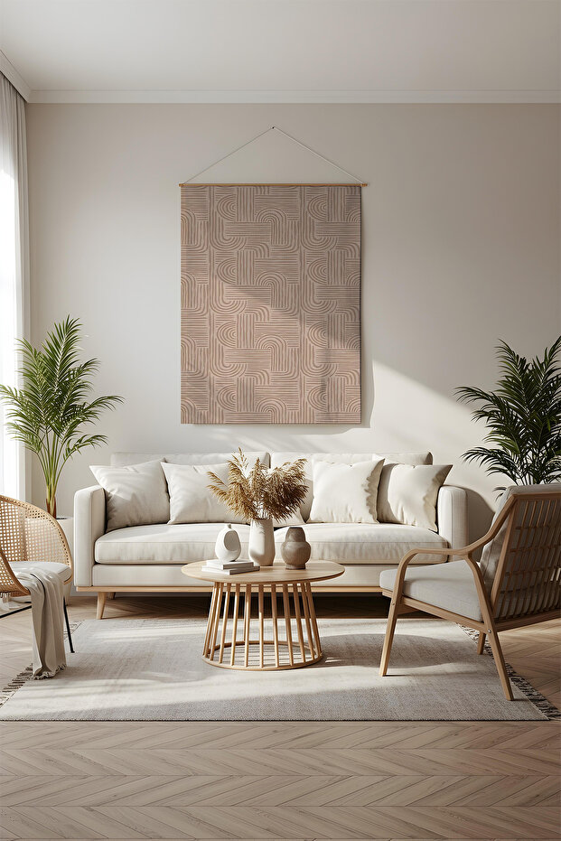 Milky Brown Striped Patterned Wall Covering