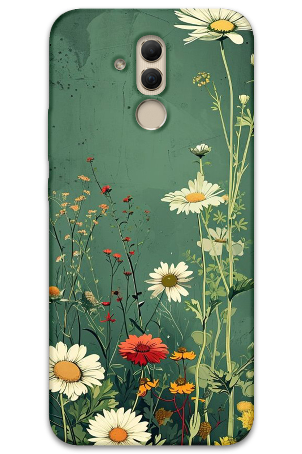 Huawei Mate 20 Lite Case Hd Pattern Printed Back Cover - Green Daisy