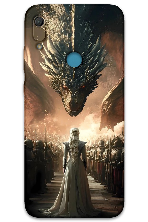 غطاء خلفي متوافق مع هاتف Huawei Y6S بنمط HD مطبوع - Dragons