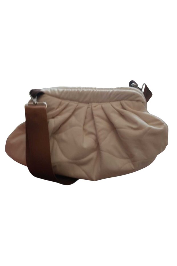 Secret Scholarship Beige Quilted Cream Color Quilted, Lined, Strap Women's Shoulder Bag, Clutch, Portfolio