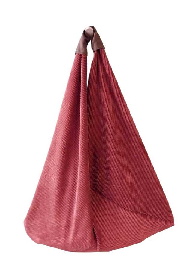 Giftdelisi Valentine's Day Red Brown Velvet Origami Model Women's Shoulder Bag (Large Size)