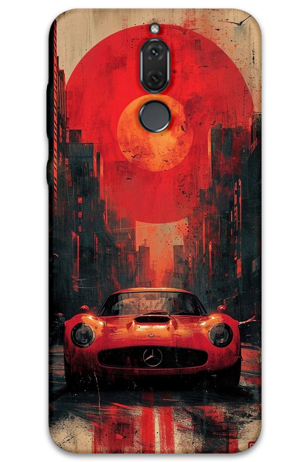 Huawei Mate 10 Lite Case Hd Pattern Printed Back Cover - Red Mercedes