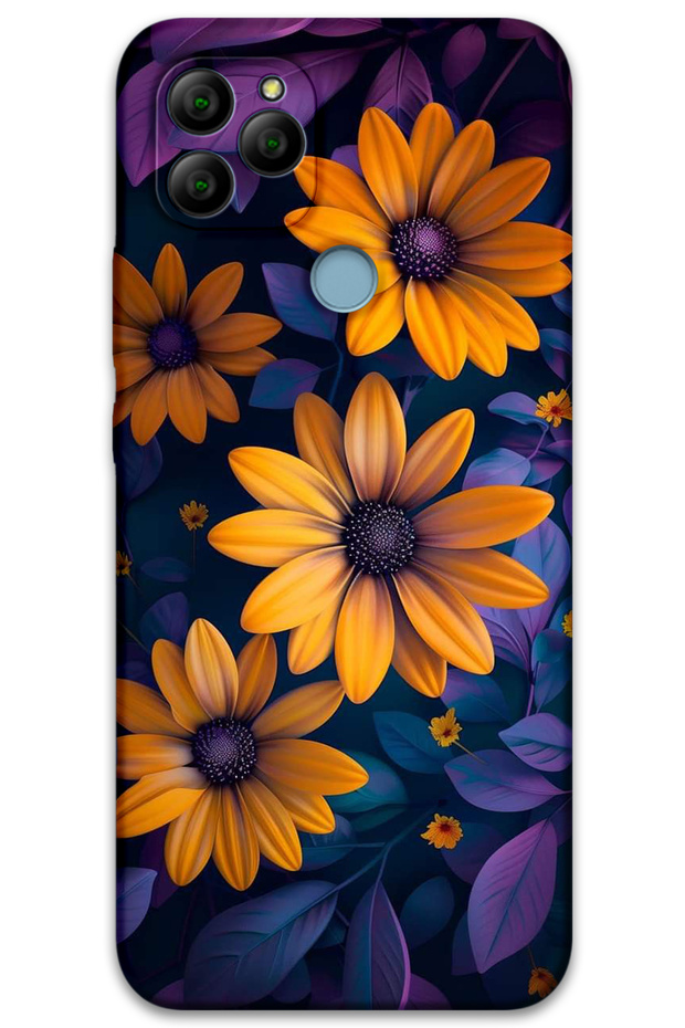 General Mobile Gm 22 Case Hd Pattern Printed Back Cover - Yellow Flower