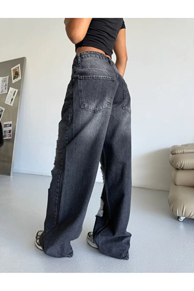 بنطلون جينز ريترو مقطوع بالليزر - 2