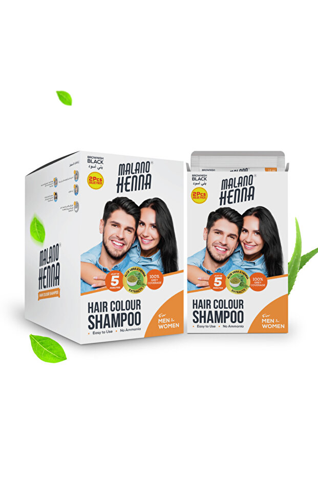 Malano Henna Hair Color Shampoo-Black- 2 X 15Ml